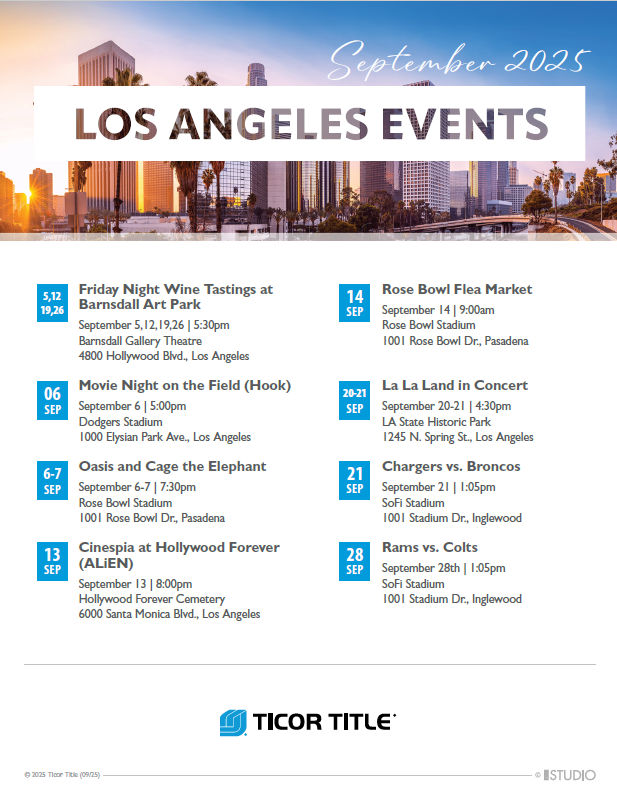 Ticor Title Los Angeles LA Calendar of Events
